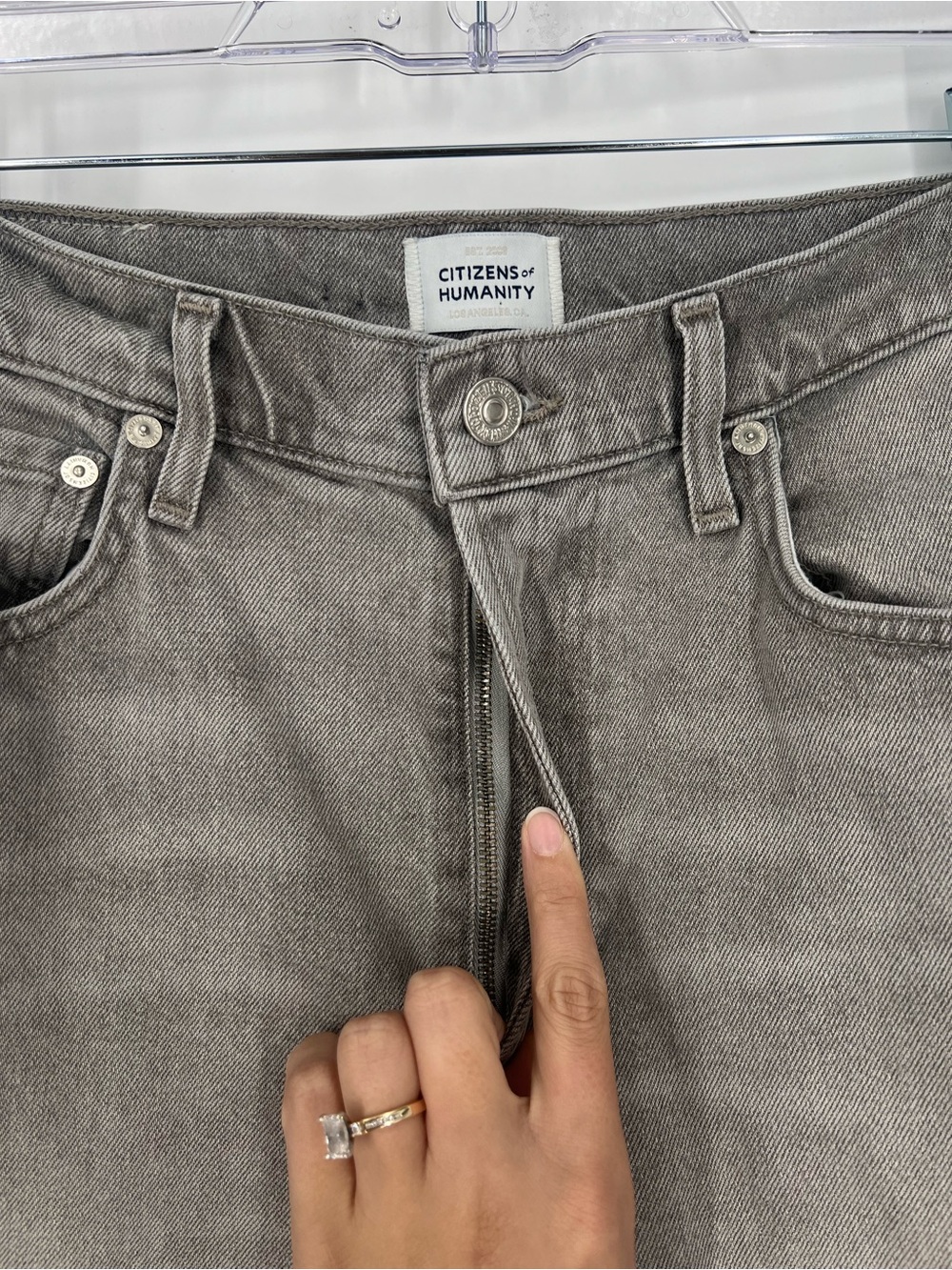 Citizens Of Humanity Miro Gray Denim Designer Horseshoe Barrel Western Jeans 27 - Picture 4 of 11